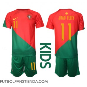 Portugal Joao Felix #11 Primera Equipación Niños Mundial 2022 Manga Corta (+ Pantalones cortos)